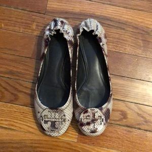 Tory Burch Snakeskin Reva Flats